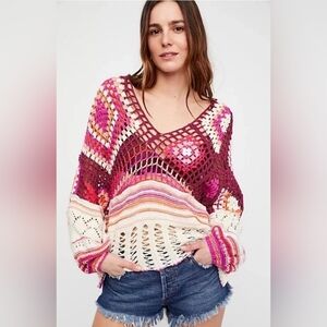 Free People Crochet Sweater XS/S *Flaws